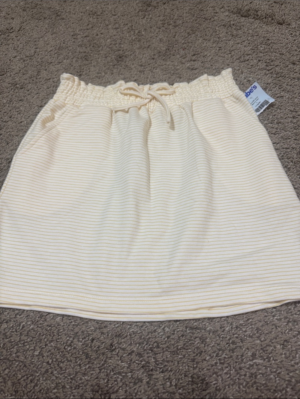 NWT Evsie Yellow and Cream striped Drawstring Skirt